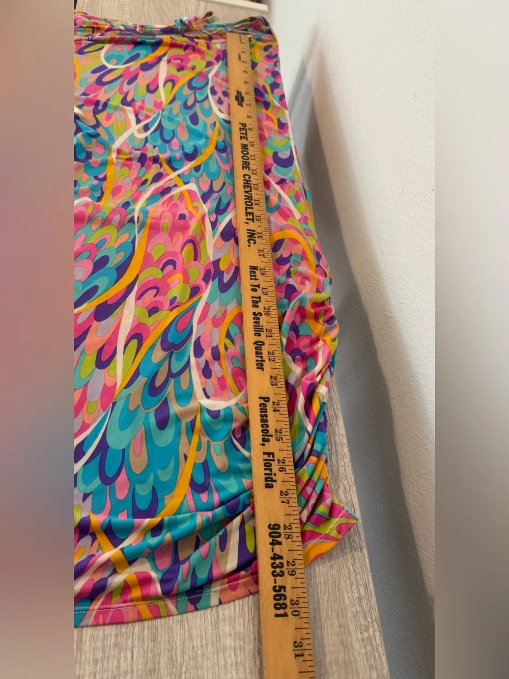 Trina Turk Bright Psychedelic Print Swim Cover Up Mini Dress Open Back Md *Read